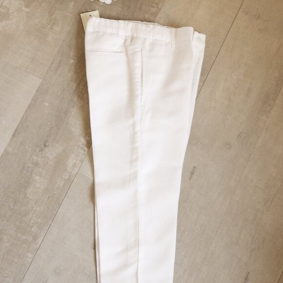 White Linen Pants Chino Fit Cotton Linen Adjustable Waist Size 4 RING BEARER NWT - Picture 6 of 8